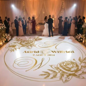 20ft x 20ft White Glossy Matte PVC Wedding Dance Floor Decals Custom Letters Dates Flowers