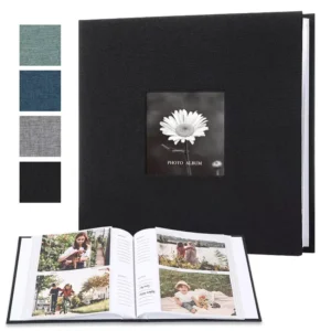 225*220mm 200-Pocket 4R DIY Wedding Linen Photo Album PP Card Binder Sewing Bound UV Printed