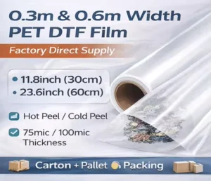23.62-Inch Transparent PET Heat Transfer DTF Print Film Roll for Textiles Digital Printing Factory Supplier