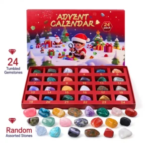 24-Day Crystal Advent Calendar for Kids Tumbled Gemstone Blind Box Christmas Gift Set