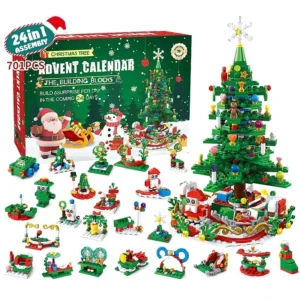 24 Days Mini Christmas Tree Gift Set Diy Kit Mystery Box Stocking Stuffers Advent Calendar Brick Building Blocks Set