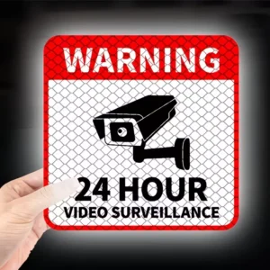 24 Hour Video Monitoring Warning Sticker with Camera Symbol Waterproof UV Resistant Vinyl Window & Motorcycle Trunk Cover