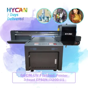 24 New 6090 UV Flatbed Printer with Three I3200U1 Print Heads, UV Ink, Automatic Ink Supply, LED UV Light for Phone Cases and Metal Posters