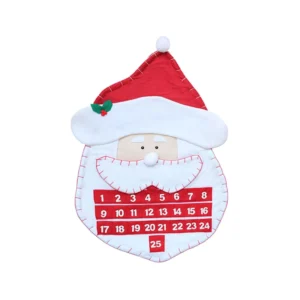 24 Pocket Santa Shaped Plush Christmas Advent Calendar Festive Holiday Supplies Decorative
