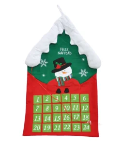 24-Pocket Snowman Reindeer Santa Plush Christmas Tree Advent Calendar Festive Holiday Supplies