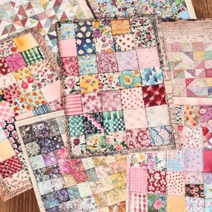 24 Sheets Non-Repeating Custom Flower Patchwork Quilt Background Self-Adhesive Stickers