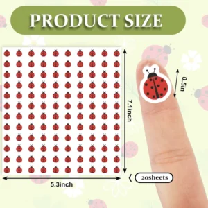2400-Piece Mini Round Ladybug Stickers Red Self-Adhesive Paper Decals for Spring, Planners, Bookmarks, DIY