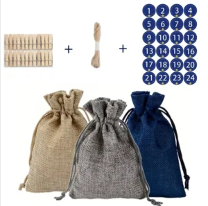 24pcs 1 24 Advent Christmas Calendar Cotton Linen Gift Sugar Bags Christmas Candy Bags for Storing Jewelry Cosmetics