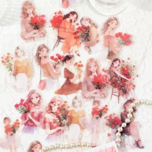 24pcs/Pack PET Bouquet Girl Series Decorative Stickers for DIY Handbooks