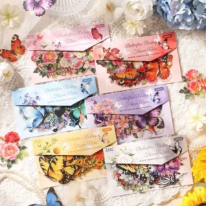 25 Butterflies on Flowers Waterproof Journaling Stickers per Pack