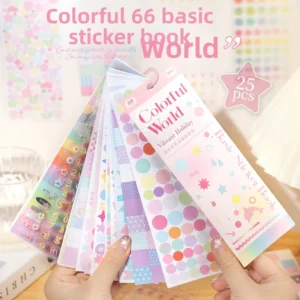 25 Sheets per Pack Colorful World Basic Pattern Stickers for DIY Decoration and Categorization