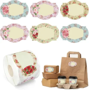 250 Pcs Roll Retro Flower Handwritten Blank Stickers Irregular Eco Friendly Strong Adhesion Stickers