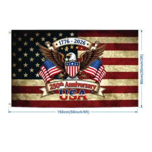 250th Anniversary USA Flag 3×5 USA Freedom Flag Reinforced Brass Grommets Patriotic Eagle All Weather Banner