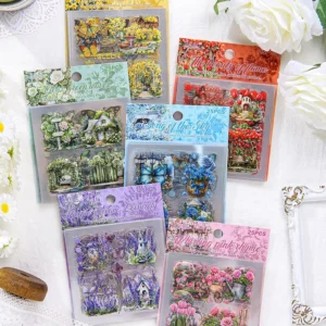 25Pcs Die-Cut PET Floral Stickers for DIY Journaling Decoration