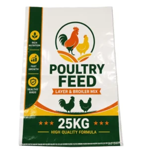 25kg Chicken Feed Bags, Color BOPP-Laminated PP Woven Plastic Bags with Customized Printing