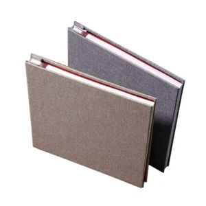 27*28cm Self-Adhesive Linen Cloth-Cover DIY Photo Album, 20 Double-Sided Pages, 3 Colors