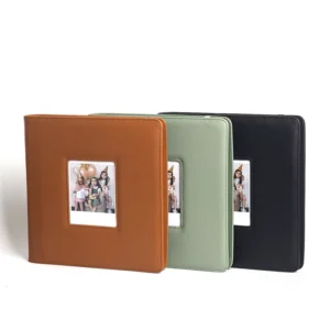 288-Piece Wide PU Leather Photo Album with Strap for Instant Film Storage