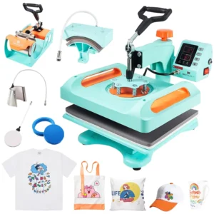 29x38cm 6-in-1 Heat Press Machine for T-Shirts Mugs Plates and Caps