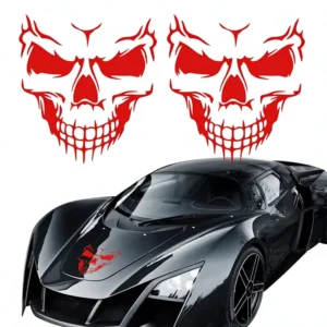 2PC Skull Skeleton Halloween Car Body Decals Red 28cm