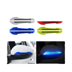 2pcs Auto Safety Warning Reflective Rearview Mirror Strip Stickers