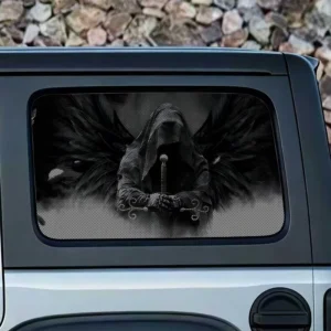 2pcs Car Multiple Styles Available Window Stickers Scratch Resistant UV Protective PVC One Way Vision Material View Car Decals