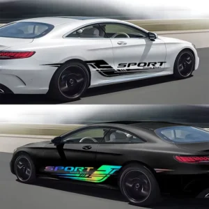 2pcs Long Stripes Self-Adhesive Reflective Waterproof UV-Resistant Vinyl Car Decals Tuning Stickers