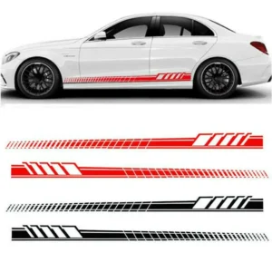 2pcs Personality Universal Sports Racing Stripe Graphic Stickers Car Side Skirt Long Decoration Decals Waterproof Eco friendly
