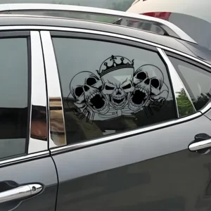 2pcs Weatherproof Car Window Decals King Skull Design Vinyl Stickers