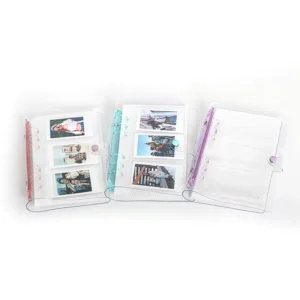 3 Inch 120-Pocket Transparent PVC Mini Picture Album Colorful Design Photo File Card Bag Loose Leaf Binder