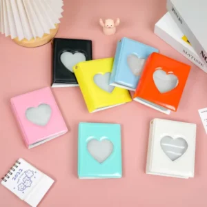 3-Inch Hollowed Heart Shape Mirror for Photo Album, PVC Waterproof, Star-Chasing, with Keychain