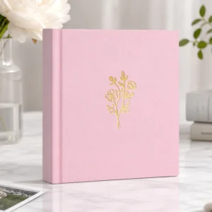 3-Inch Linen Hardcover 104-Pocket Instax Mini Photo Album with Gold Foil