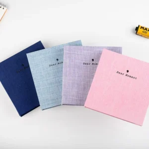 3 Inch Linen Photo Album with 100 Postcard and Ticket Storage, PP Cover, Loose-Leaf Binding