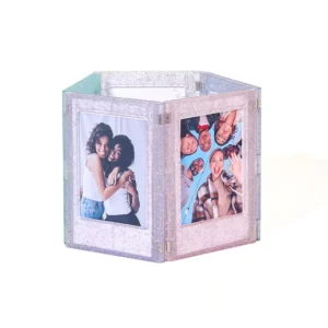 3-Inch Magnetic Photo Frame for Mini 13, DIY Glitter Transparent Plastic, Factory Custom