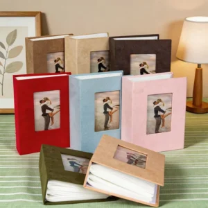 3-Inch Mini Photo Album with 208-Picture Capacity, Linen Hardcover, for Family Photos