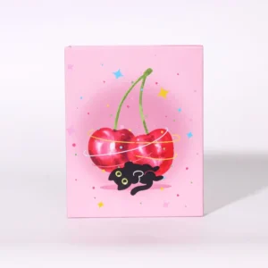 3-Inch Paper Photo Album with Cute Cartoon Kitten Design, Small Card Storage, 64-Photo and Sticker Capacity
