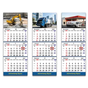 3-Month Personalized 3-Fold Wall Calendar Custom Logo Print for Logistics and Gas Stations