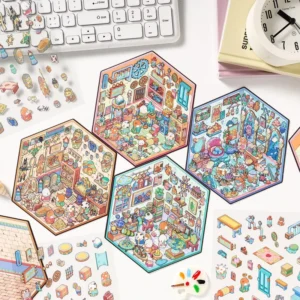 3-Pack Landscape 3D Stickers with Alignment Guides for Children