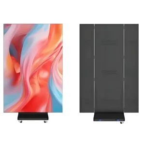 3-Panel Folding Mobile Commercial LED Poster Display 8K HDR10+ Portable Advertising