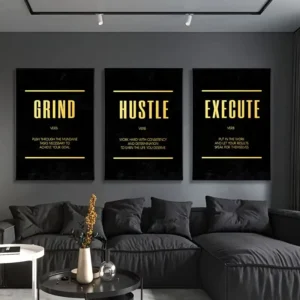 3-Piece Canvas Print Wall Art Posters, Entrepreneur Motivation Art for Living Room, Bedroom, Corridor