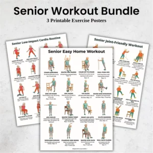 3 Printable Senior Workout Posters Easy Home Low Impact Joint Friendly Routines