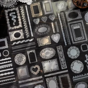 30-Pack Lace Nocturne Series Lace-Themed DIY Journaling Stickers and Background Embellishments