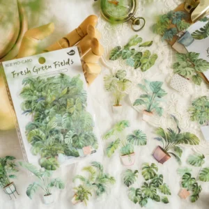30 Pcs Pack Mocard Pet Chalk Sticker Package Green Plant Collection Series Plant Hand Account DIY Decorative Stickers 6 Models