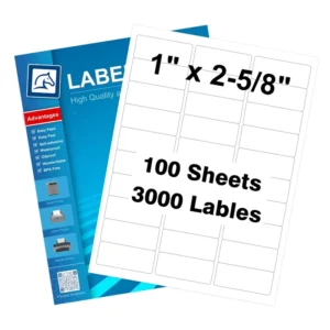 30 Pcs/Sheet 2.625″ x 1″ Rectangle Blank Label Sticker Sheets for Laser Inkjet Printer