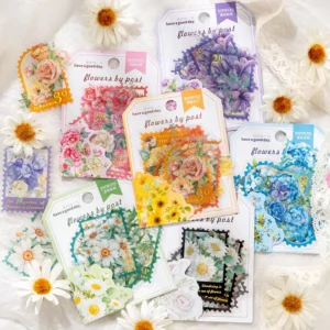 30-Piece Pack Gold-Stamped Flower Decorative Stickers