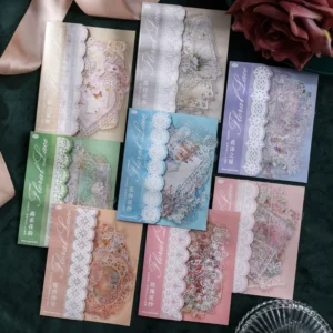 30-Piece Pack PET Sticker Paper Flower Lace Series Journal Collage Decorations, 6 Types