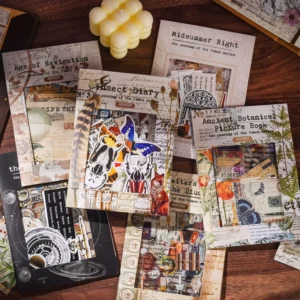 30-Piece Vintage-Style Journaling Stickers with Mushrooms, Butterflies, and Moon Phases for DIY