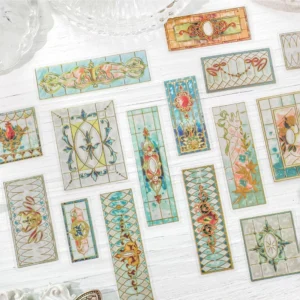 30 Stickers Per Pack Vintage Floral Tile Series Hot-Stamped Journal Decorative Stickers