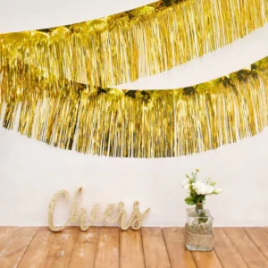 300*30cm PET Party Dessert Table Wall Decoration Kids Birthday Party Metallic Banner Wedding Gold Tinsel Foil Fringe Curtain