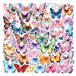 300 Designs, 50 Pieces/Set Custom Flower, Butterfly, Hamburger, Hot Dog Waterproof Kids’ Sticker Collection