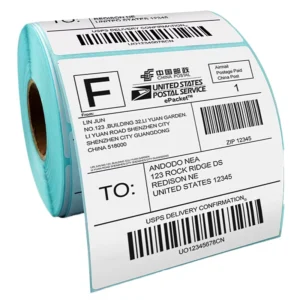 300pcs/Roll Direct Thermal Waterproof Square Shipping Labels with Barcode Heat-Sensitive Adhesive